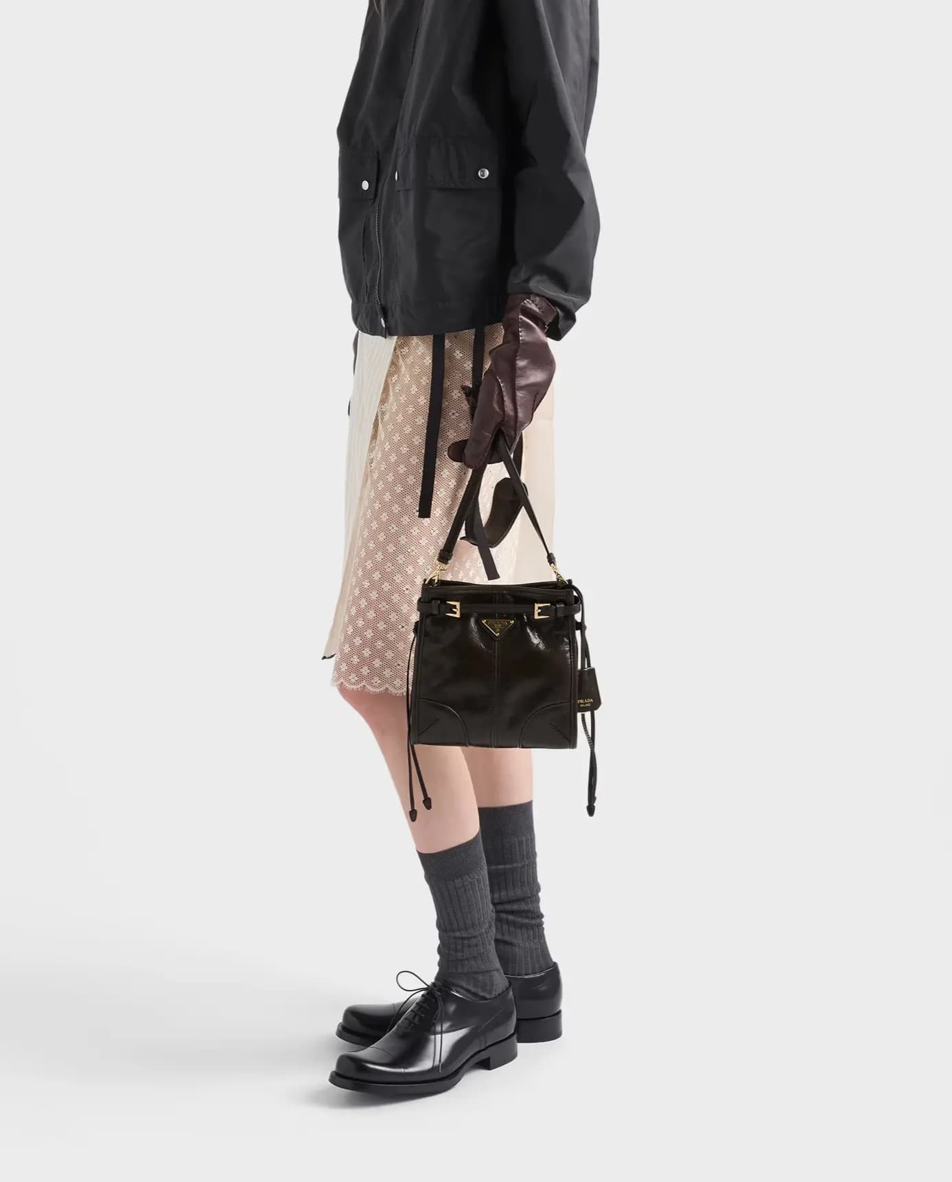 Brushed leather lace-up shoes