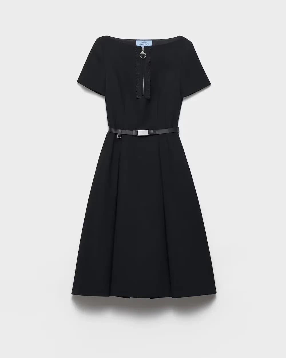 Embroidered natté fabric dress