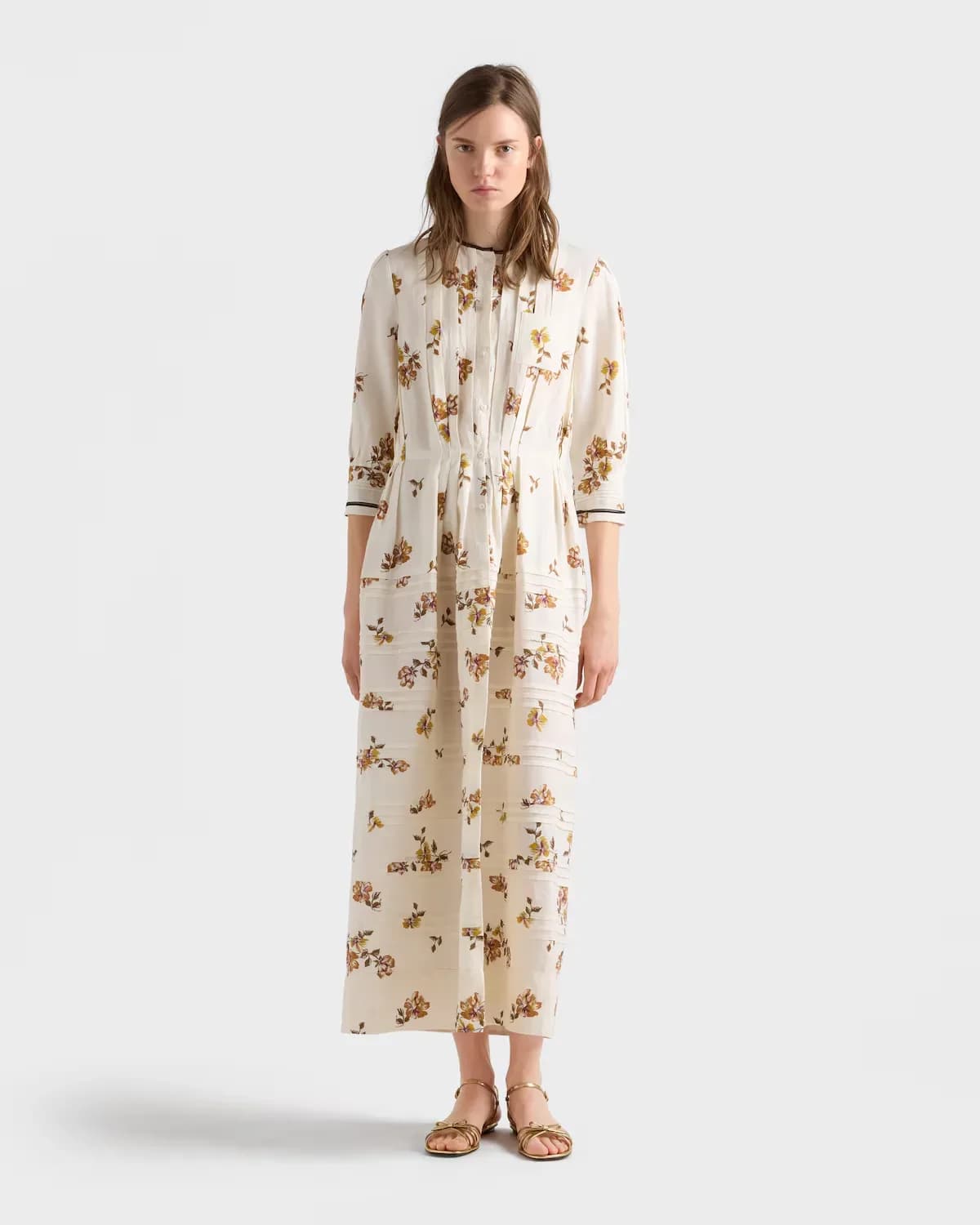 Long printed linen dress