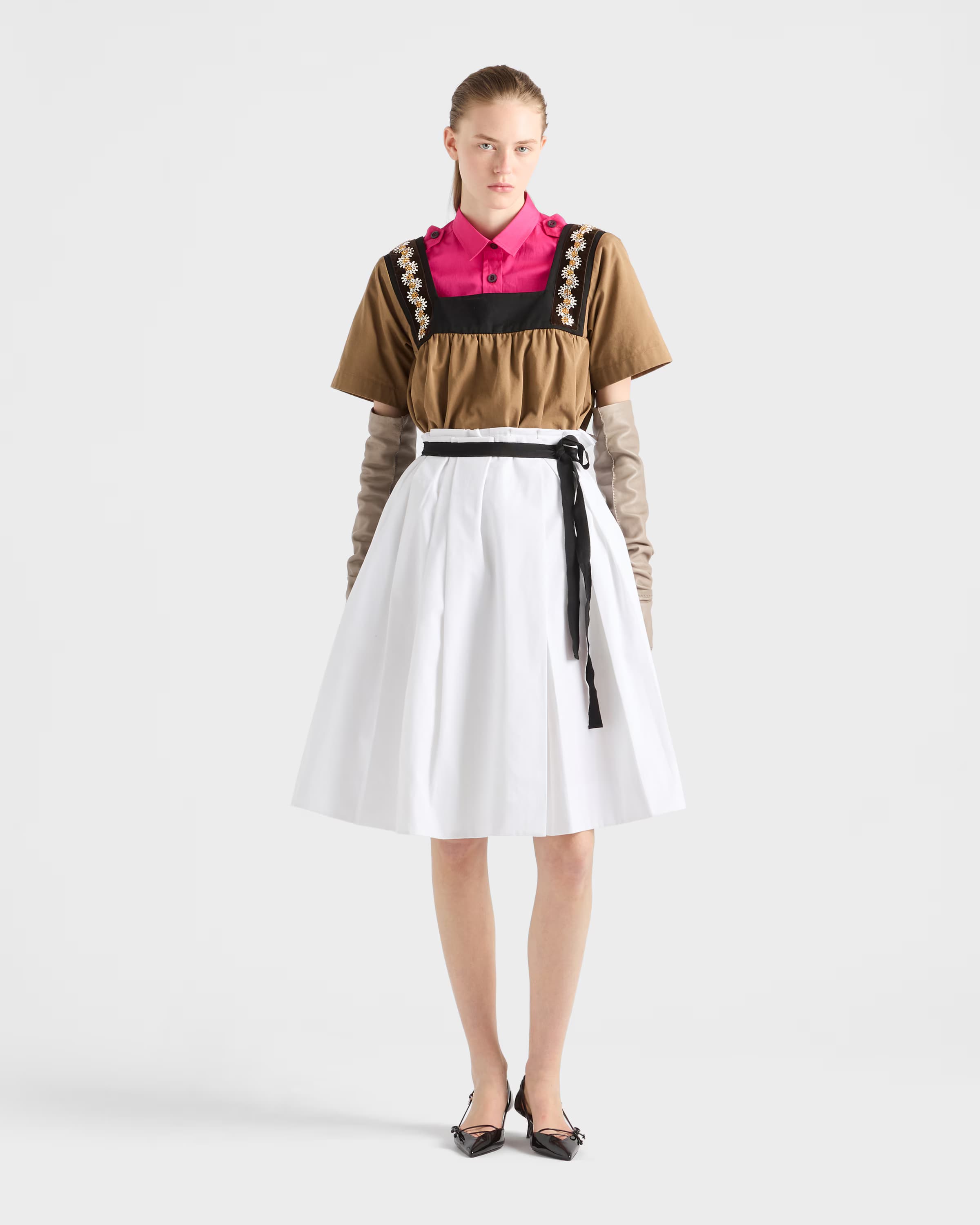Embroidered old gabardine top