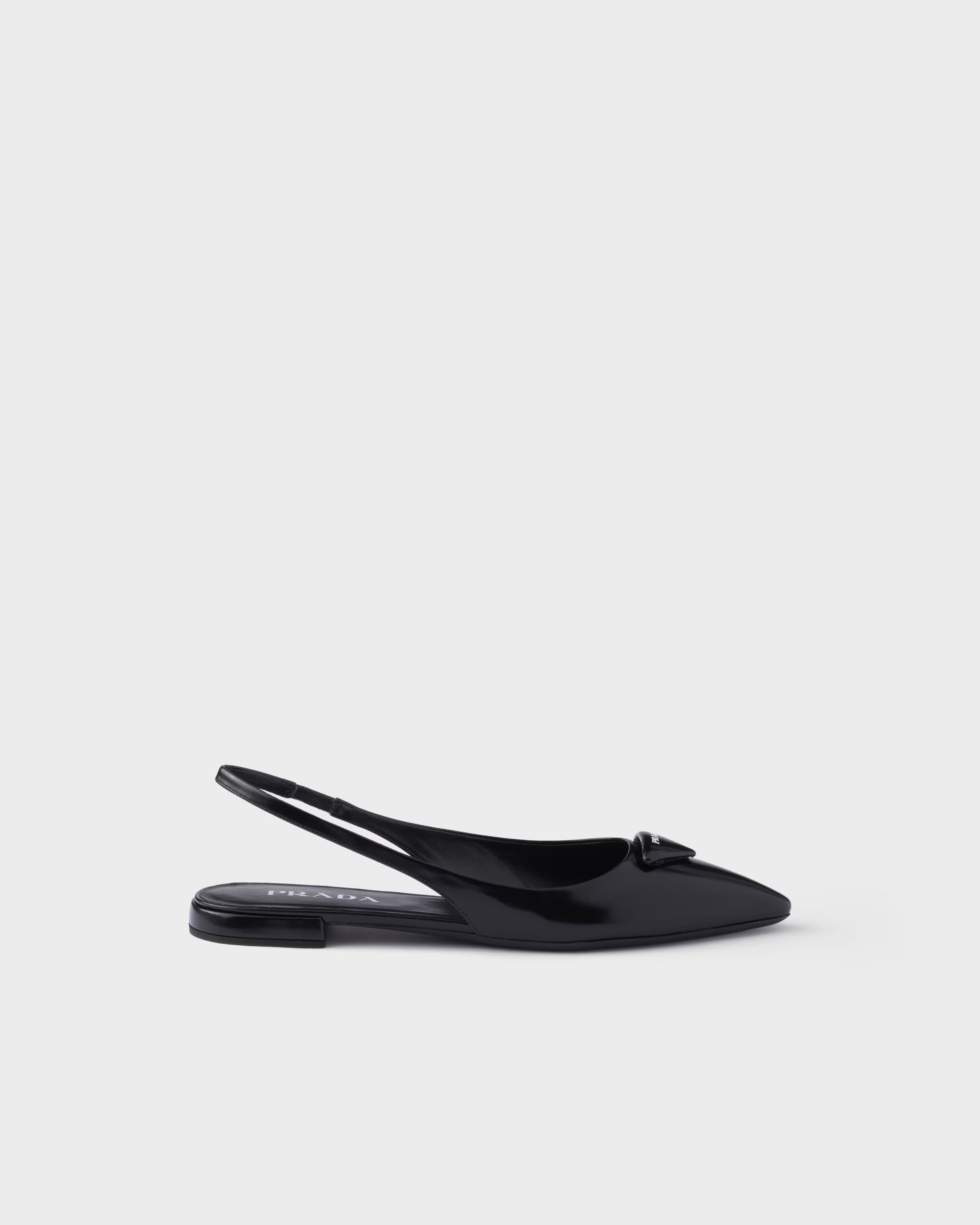 Brushed leather ballerina slingbacks